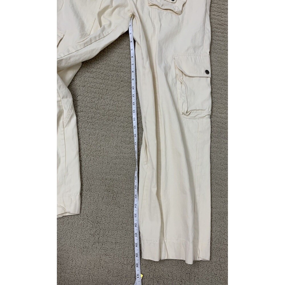 Oli & Hali Cream Streetwear Cargo Pants Drawstring Waist Utility JP0153 Large - Picture 12 of 13